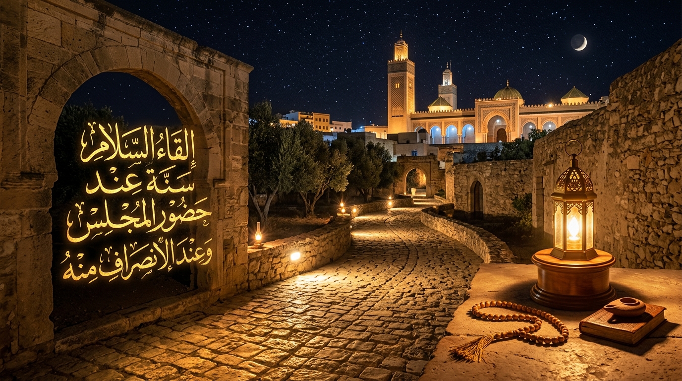 إلقاء السلام سنة عند حضور المجلس وعند الانصراف منه - Image 1